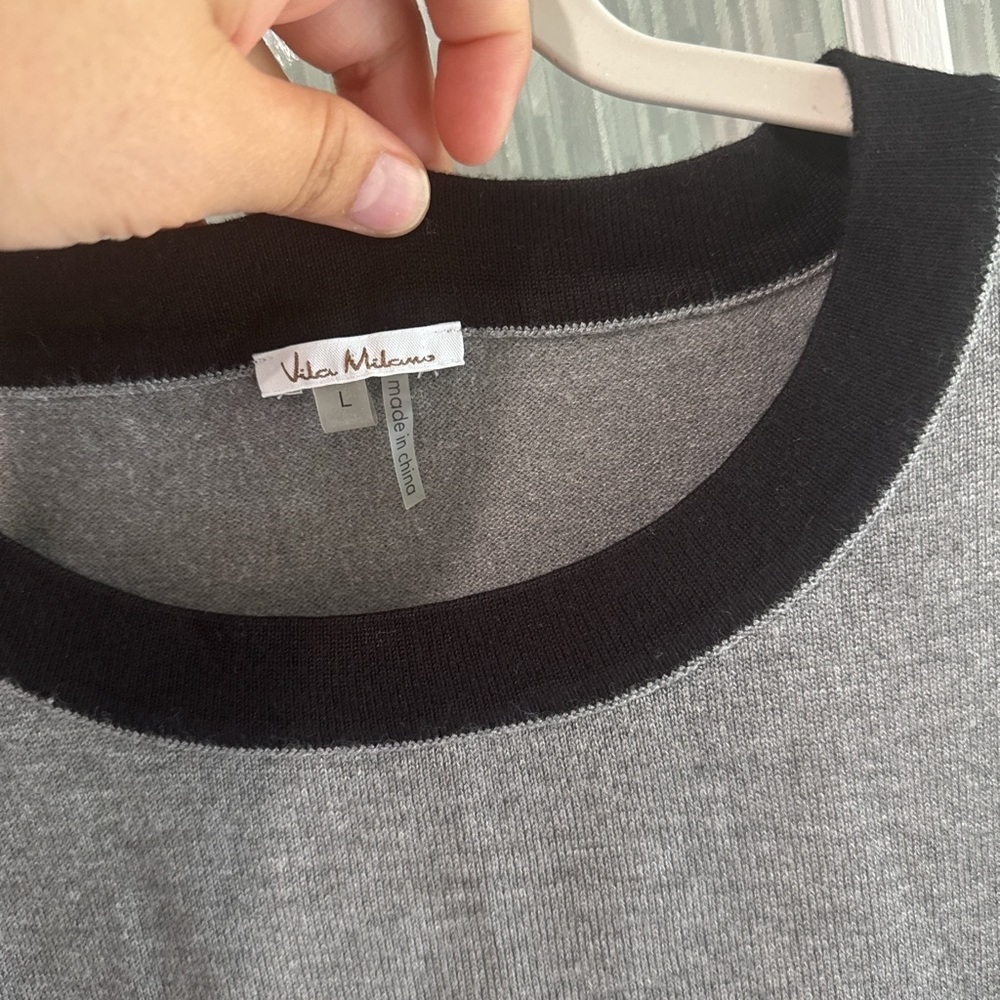 Vila  milano Women's Gray and Black Sweatshirt size L - Picture 2 of 8